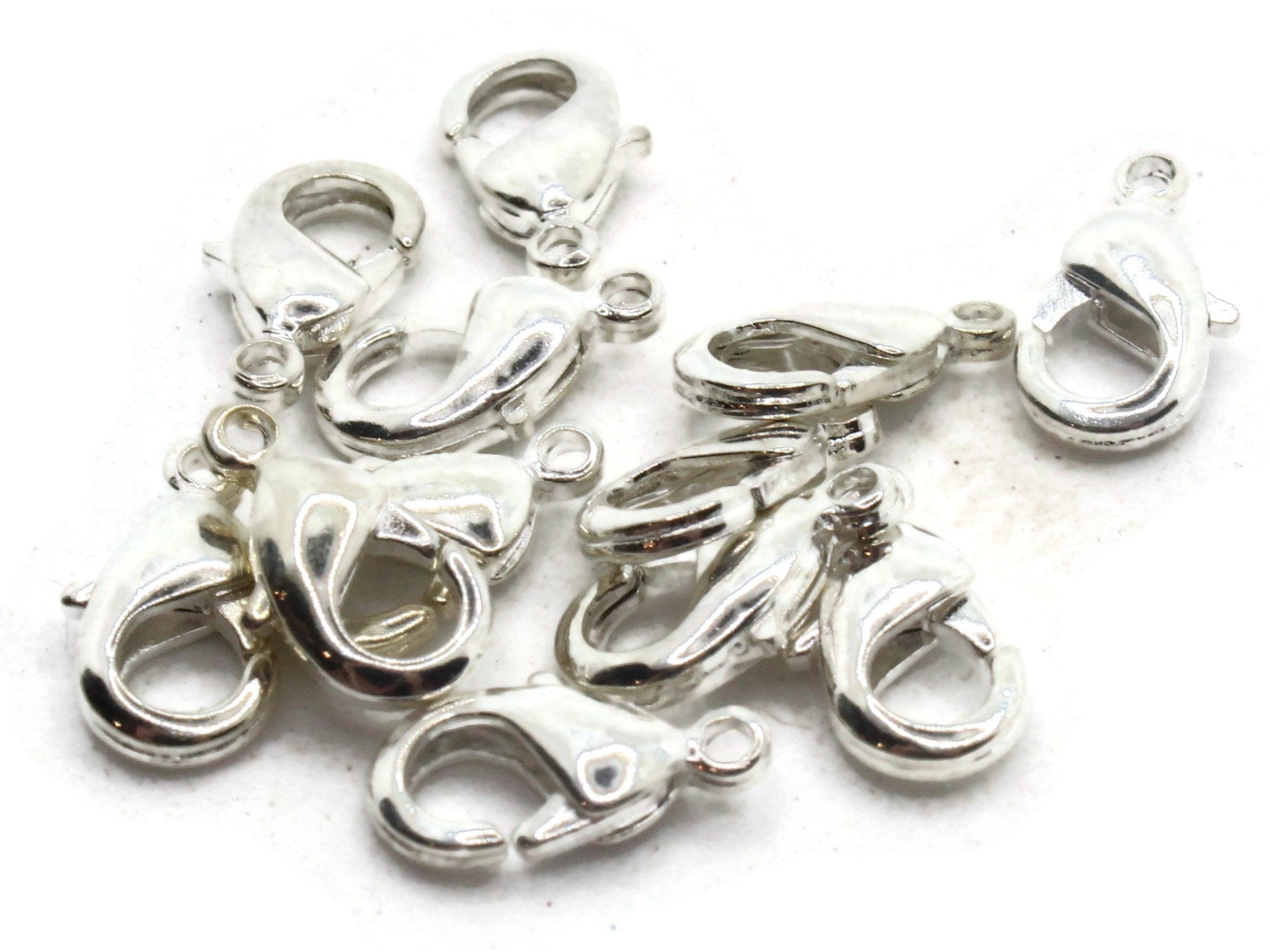 Bead Landing Lobster Claw Clasps - Silver - 12 ct