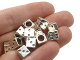 20 7mm Silver Dice Beads Large Hole Metal Cube Beads Jewelry Making Beading Supplies Loose Beads to String Smileyboy