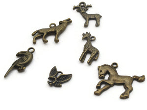 6 Mixed Antique Bronze Animal Charms Metal Animal Pendants Beads Jewelry Making Beading Supplies