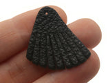 4 30mm Black Leather Fan Tassel Pendants Jewelry Making Beading Supplies Focal Beads Drop Beads