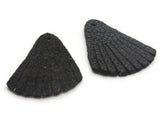 4 30mm Black Leather Fan Tassel Pendants Jewelry Making Beading Supplies Focal Beads Drop Beads