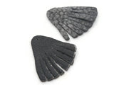 4 30mm Gray Leather Fan Tassel Pendants Jewelry Making Beading Supplies Focal Beads Drop Beads