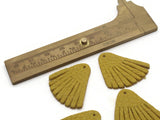 4 30mm Yellow Leather Fan Tassel Pendants Jewelry Making Beading Supplies Focal Beads Drop Beads