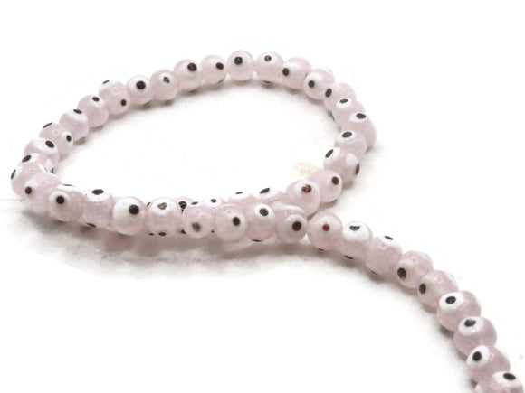 50 6mm Pink and White Evil Eye Beads Small Smooth Round Beads Full Strand Glass Beads Jewelry Making Beading Supplies