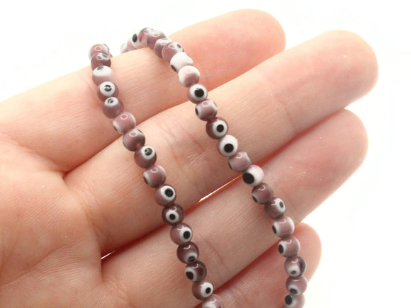 93 4mm Purple and White Evil Eye Beads Small Smooth Round Beads Full Strand Glass Beads Jewelry Making Beading Supplies