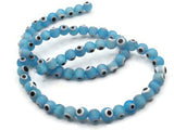 68 6mm Sky Blue and White Evil Eye Beads Small Smooth Round Beads Full Strand Glass Beads Jewelry Making Beading Supplies