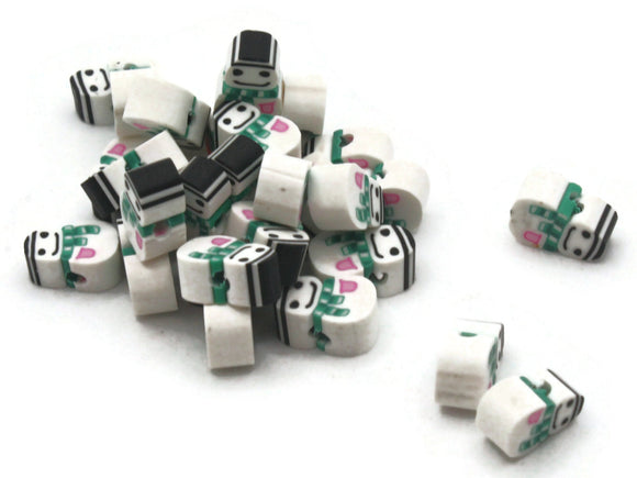 20 Clay Snowmen Polymer Clay Beads White Beads Christmas Beads Small Loose Beads Holiday Beads Jewelry Making