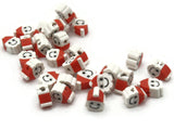 20 Clay Santa Claus Polymer Clay Beads Red and White Beads Christmas Beads Small Loose Beads Holiday Beads Jewelry Making