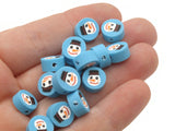 30 Snowman Polymer Clay Beads Blue and White Beads Christmas Beads Small Loose Coin Beads Holiday Beads Jewelry Making