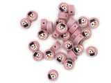 30 Snowman Polymer Clay Beads Pink and White Beads Christmas Beads Small Loose Coin Beads Holiday Beads Jewelry Making