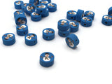30 Snowman Polymer Clay Beads Blue and White Beads Christmas Beads Small Loose Coin Beads Holiday Beads Jewelry Making