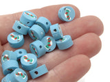 30 Stocking Polymer Clay Beads Blue Christmas Beads Small Loose Coin Beads Holiday Beads Jewelry Making