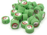 30 Santa Claus Polymer Clay Beads Green Red and White Beads Christmas Beads Small Loose Coin Beads Holiday Beads Jewelry Making