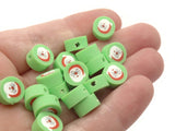 30 Santa Claus Polymer Clay Beads Green Red and White Beads Christmas Beads Small Loose Coin Beads Holiday Beads Jewelry Making