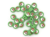 30 Santa Claus Polymer Clay Beads Green Red and White Beads Christmas Beads Small Loose Coin Beads Holiday Beads Jewelry Making