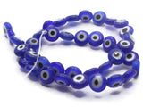 40 10mm Blue and White Evil Eye Beads Small Smooth Flat Disc Beads Full Strand Glass Beads Jewelry Making Beading Supplies