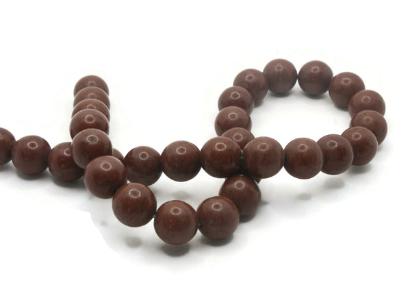 31 14mm Round Brown Synthetic Turquoise Gemstone Beads Dyed Beads Jewelry Making Beading Supplies Stone Beads