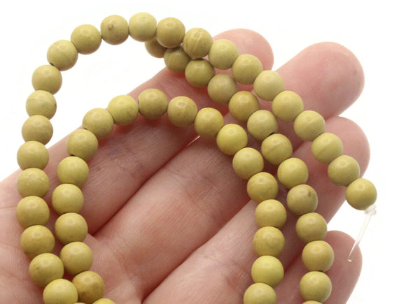 68 6mm Round Yellow Synthetic Turquoise Gemstone Beads Dyed Beads Jewelry Making Beading Supplies Stone Beads