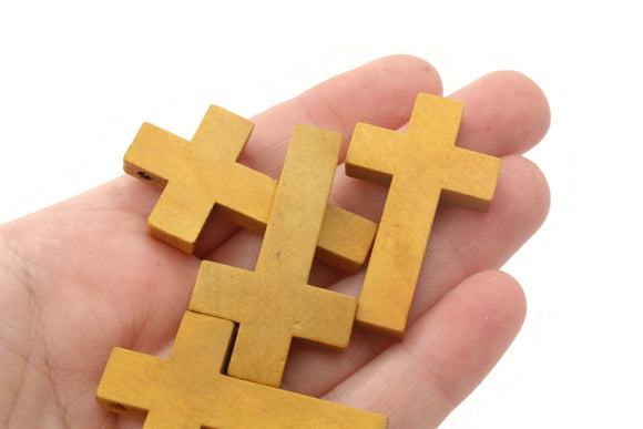 10 42mm Natural Wood Cross Pendant Brown Cross Beads Jewelry Making Beading Supplies Christian Charms Religious Pendants