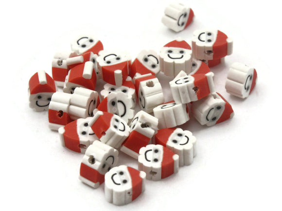 20 Clay Santa Claus Polymer Clay Beads Red and White Beads Christmas Beads Small Loose Beads Holiday Beads Jewelry Making