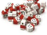 20 Clay Santa Claus Polymer Clay Beads Red and White Beads Christmas Beads Small Loose Beads Holiday Beads Jewelry Making