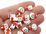 20 Clay Santa Claus Polymer Clay Beads Red and White Beads Christmas Beads Small Loose Beads Holiday Beads Jewelry Making