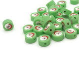 30 Santa Claus Polymer Clay Beads Green Red and White Beads Christmas Beads Small Loose Coin Beads Holiday Beads Jewelry Making