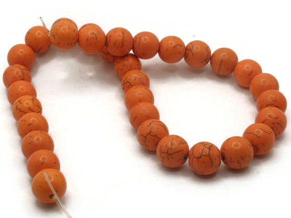 32 14mm Round Orange Synthetic Turquoise Gemstone Beads Dyed Beads Jewelry Making Beading Supplies Stone Beads