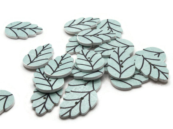 20 30mm Blue Leaf Buttons Flat Wood Two Hole Buttons Wooden Leaves Jewelry Making Sewing Notions and Supplies