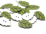 20 30mm Green Leaf Buttons Flat Wood Two Hole Buttons Wooden Leaves Jewelry Making Sewing Notions and Supplies