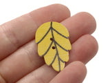 20 30mm Yellow Leaf Buttons Flat Wood Two Hole Buttons Wooden Leaves Jewelry Making Sewing Notions and Supplies