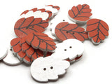 20 30mm Orange Leaf Buttons Flat Wood Two Hole Buttons Wooden Leaves Jewelry Making Sewing Notions and Supplies