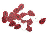 20 30mm Red Leaf Buttons Flat Wood Two Hole Buttons Wooden Leaves Jewelry Making Sewing Notions and Supplies