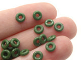 60 6mm Green Ring Beads Vintage Plastic Links Jewelry Making Beading Supplies Loose Beads Large Hole Donut Beads Spacer Beads