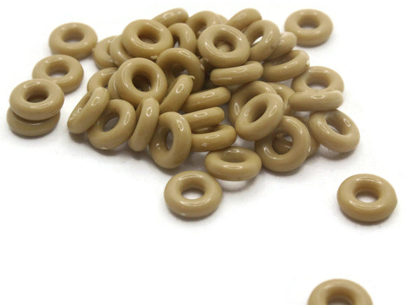 45 8mm Beige Brown Ring Beads Vintage Plastic Links Jewelry Making Beading Supplies Loose Beads Large Hole Donut Beads Spacer Beads
