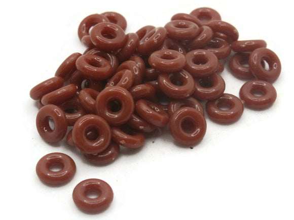 60 6mm Brown Ring Beads Vintage Plastic Links Jewelry Making Beading Supplies Loose Beads Large Hole Donut Beads Spacer Beads