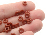 60 6mm Brown Ring Beads Vintage Plastic Links Jewelry Making Beading Supplies Loose Beads Large Hole Donut Beads Spacer Beads