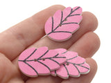 20 30mm Pink Leaf Buttons Flat Wood Two Hole Buttons Wooden Leaves Jewelry Making Sewing Notions and Supplies