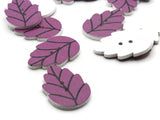 20 30mm Purple Leaf Buttons Flat Wood Two Hole Buttons Wooden Leaves Jewelry Making Sewing Notions and Supplies