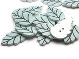 20 30mm Blue Leaf Buttons Flat Wood Two Hole Buttons Wooden Leaves Jewelry Making Sewing Notions and Supplies