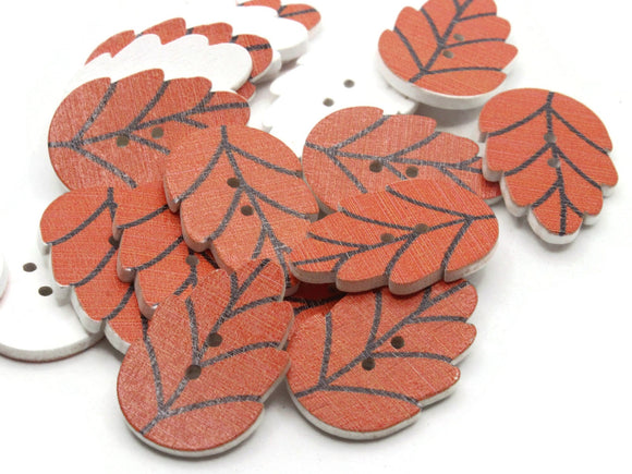 20 30mm Orange Leaf Buttons Flat Wood Two Hole Buttons Wooden Leaves Jewelry Making Sewing Notions and Supplies