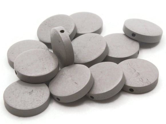 12 20mm Gray Round Flat Disc Coin Beads Wooden Beads Jewelry Making Beading Supplies Loose Beads