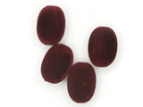 4 28mm Velvet Oval Beads Dark Red Flocked Beads Maroon Acrylic Base Beads Loose Beads Jewelry Making Beading Supply