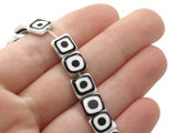46 8mm Black and White Evil Eye Beads Small Smooth Flat Square Disc Beads Full Strand Glass Beads Jewelry Making Beading Supplies