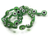 33 12mm Green and White Evil Eye Beads Small Smooth Flat Disc Beads Full Strand Glass Beads Jewelry Making Beading Supplies