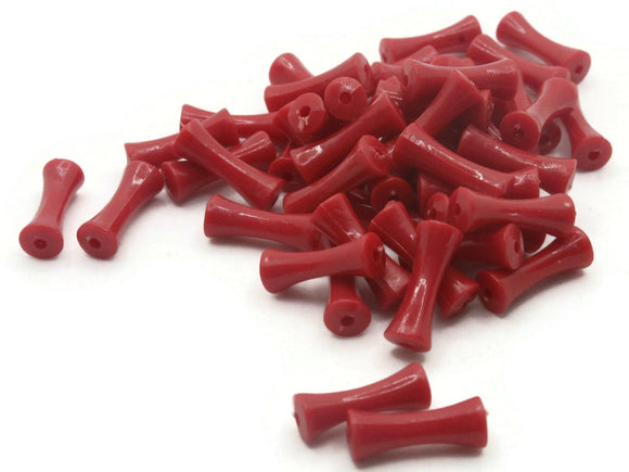 50 15mm Red Beads Tapered Tube Beads Vintage Plastic Beads New Old Stock Beads Jewelry Making Beading Supplies Dog Bone Beads Smileyboy