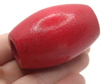 Ridiculously Huge Beads Red Beads Vintage Wood Barrel Beads Wooden Beads 53mm Beads Large Hole beads Macrame Beads