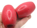 Ridiculously Huge Beads Red Beads Vintage Wood Barrel Beads Wooden Beads 53mm Beads Large Hole beads Macrame Beads