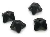 4 15mm Black Leather Flower Bead Cap Pendants Jewelry Making Beading Supplies Focal Beads