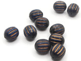 10 12mm Black Oval Beads with Gold Stripes Vintage Beads Jewelry Making Beading Supplies Loose Beads to String